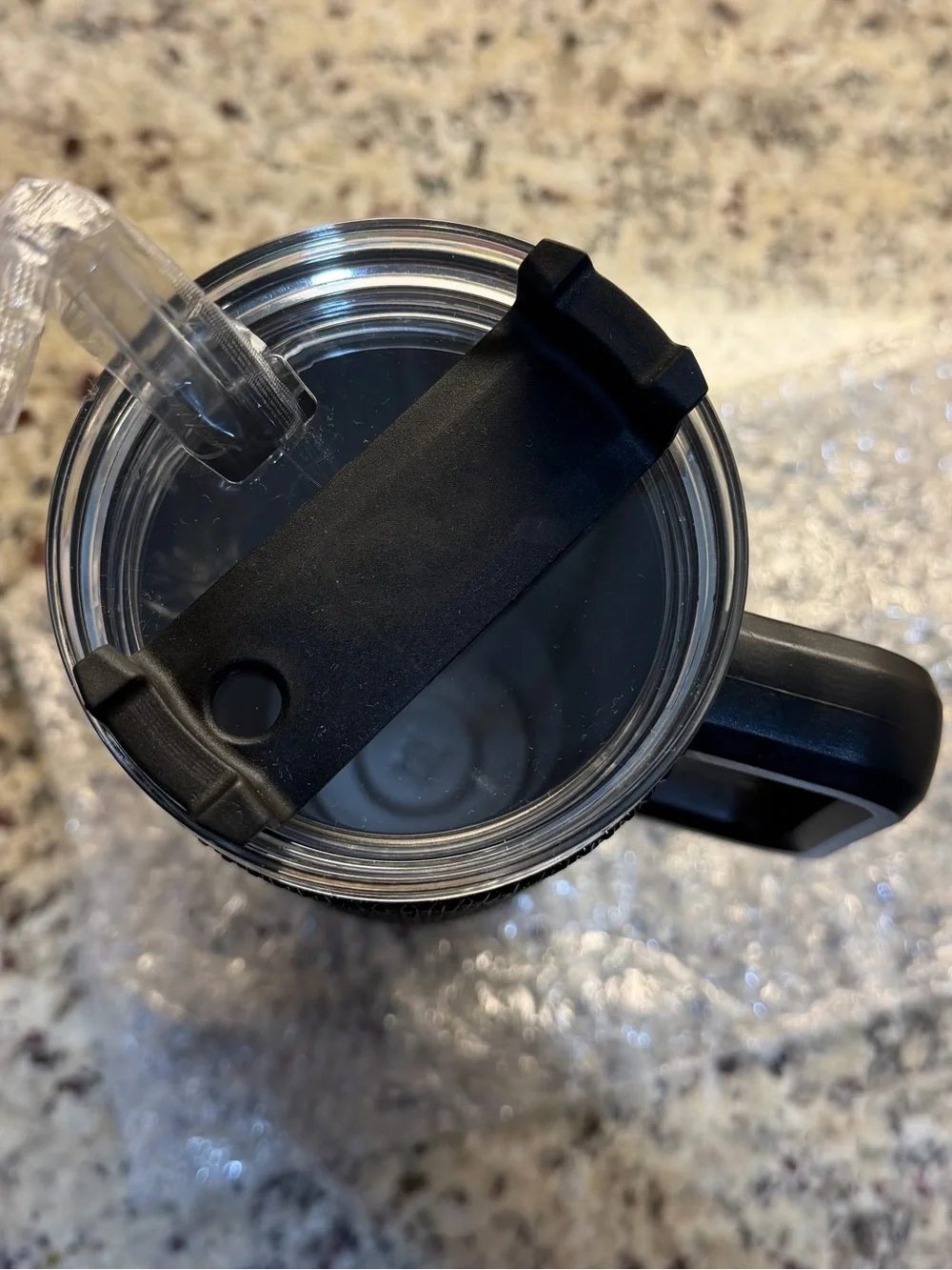 Black Rhinestone Bling Travel Tumbler Spill-Proof Lid Straw Handle 40 ounces NIB